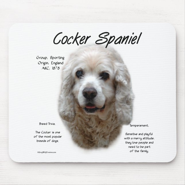 Cocker Spaniel (buff) History Design Mouse Mat (Front)