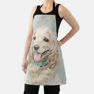 Cocker Spaniel Buff Painting - Original Dog Art Apron