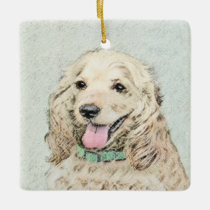 Cocker Spaniel Buff Painting - Original Dog Art Ceramic Ornament