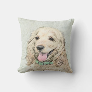 Cocker Spaniel Buff Painting - Original Dog Art Cushion