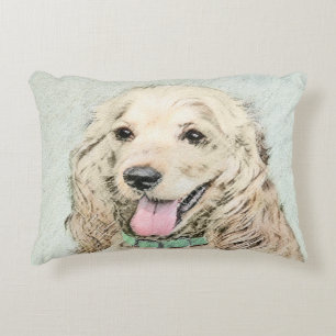 Cocker Spaniel Buff Painting - Original Dog Art Decorative Cushion