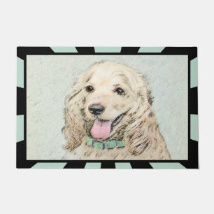 Cocker Spaniel Buff Painting - Original Dog Art Doormat