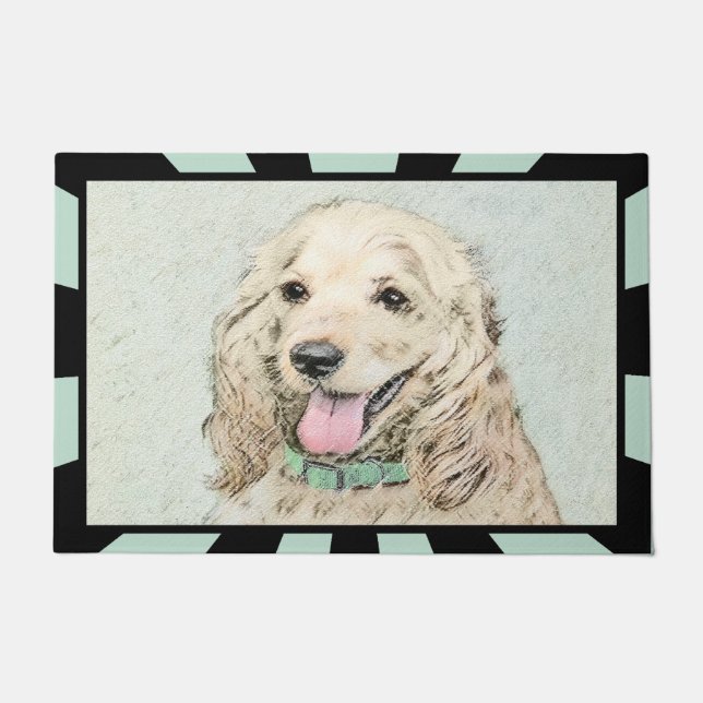 Cocker Spaniel Buff Painting - Original Dog Art Doormat (Front)