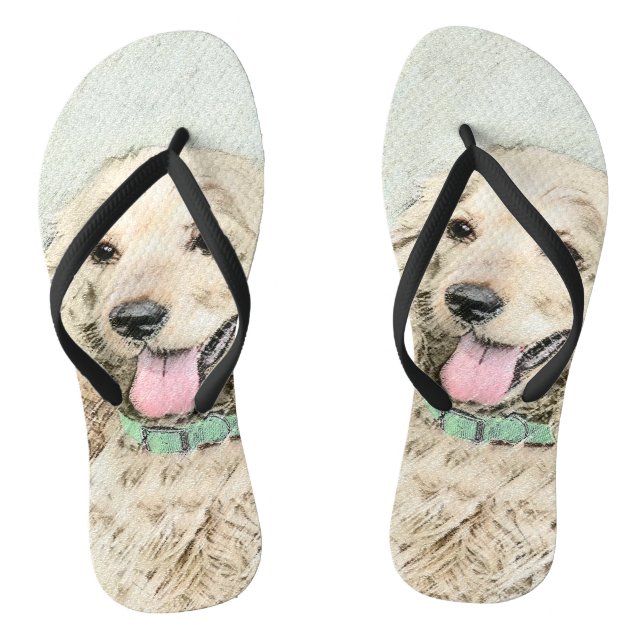 Cocker Spaniel Buff Painting - Original Dog Art Flip Flops (Footbed)