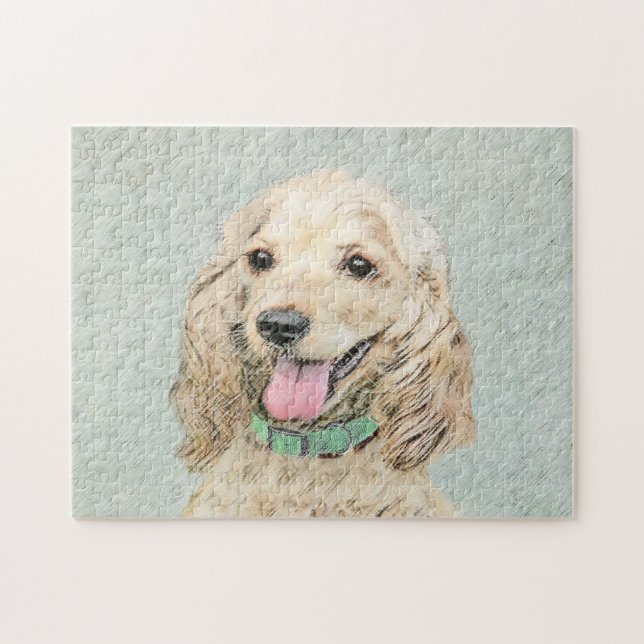 Cocker Spaniel Buff Painting - Original Dog Art Jigsaw Puzzle (Horizontal)