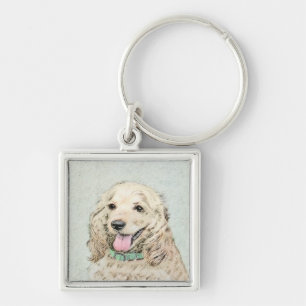 Cocker Spaniel Buff Painting - Original Dog Art Key Ring