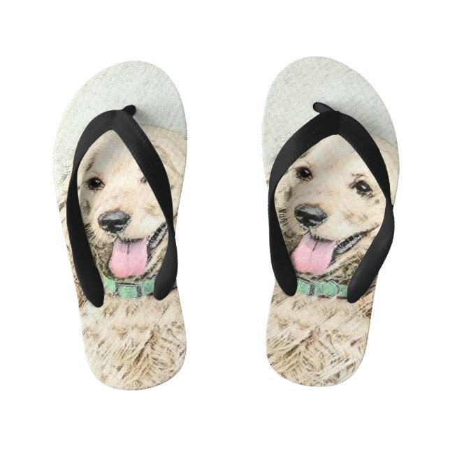 Cocker Spaniel Buff Painting - Original Dog Art Kid's Flip Flops (Footbed)