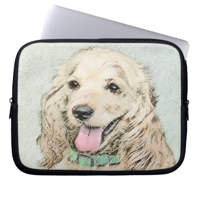 Cocker Spaniel Buff Painting - Original Dog Art Laptop Sleeve (Front)