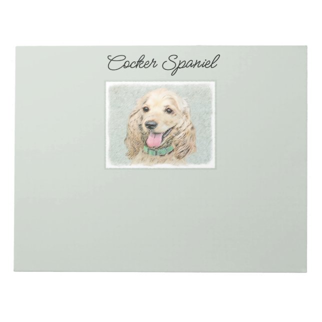 Cocker Spaniel Buff Painting - Original Dog Art Notepad (Front)