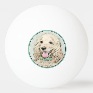 Cocker Spaniel Buff Painting - Original Dog Art Ping Pong Ball