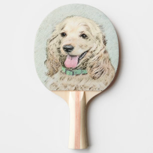 Cocker Spaniel Buff Painting - Original Dog Art Ping Pong Paddle