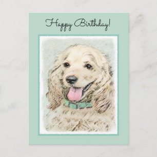 Cocker Spaniel Buff Painting - Original Dog Art Postcard