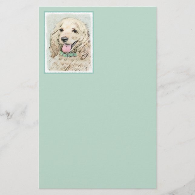 Cocker Spaniel Buff Painting - Original Dog Art Stationery (Front)