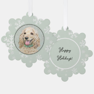 Cocker Spaniel Buff Painting - Original Dog Art Tree Decoration Card