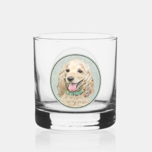 Cocker Spaniel Buff Painting - Original Dog Art Whiskey Glass