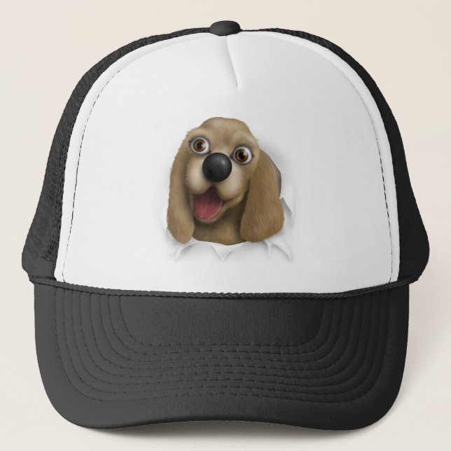 Cocker Spaniel Busting Out Trucker Hat (Front)