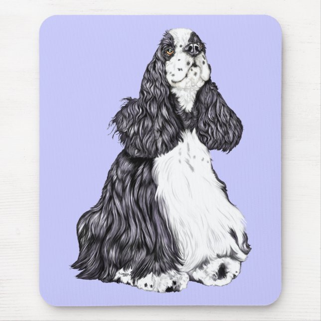 Cocker Spaniel BW Parti Mouse Mat (Front)