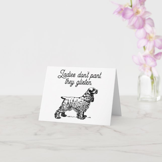 Cocker Spaniel Cartoon with Funny Pet Joke Card (Orchid)