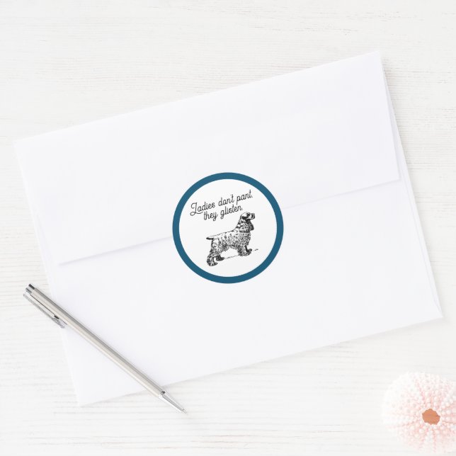 Cocker Spaniel Cartoon with Funny Pet Joke Classic Round Sticker (Envelope)