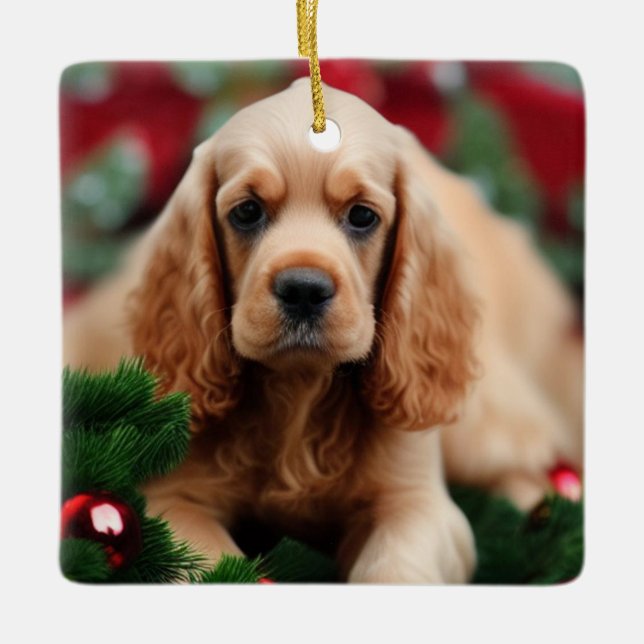 Cocker Spaniel Ceramic Ornament (Front)