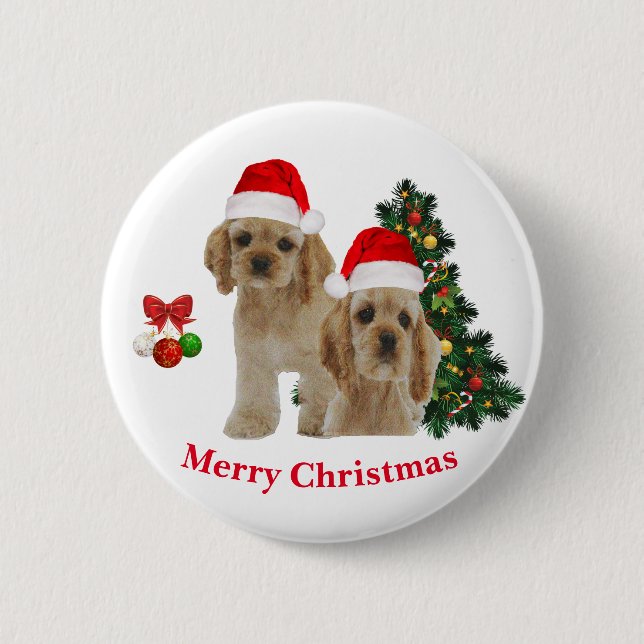 Cocker spaniel Christmas 6 Cm Round Badge (Front)