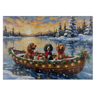 Cocker Spaniel Christmas Boat Holiday Cutting Board