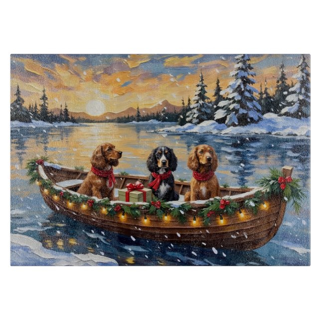 Cocker Spaniel Christmas Boat Holiday Cutting Board (Front)