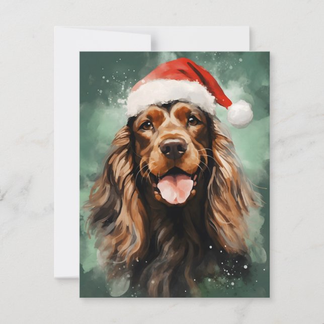 Cocker Spaniel Christmas brush painting artwork Holiday Card (Front)