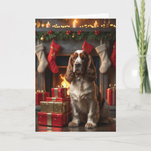 Cocker Spaniel Christmas by the Fireplace Art Card