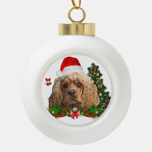 Cocker spaniel Christmas   Ceramic Ball Christmas Ornament (Front)