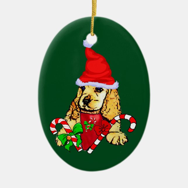 Cocker Spaniel Christmas Ceramic Tree Decoration (Front)