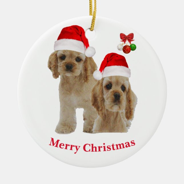 Cocker spaniel Christmas  Ceramic Tree Decoration (Front)