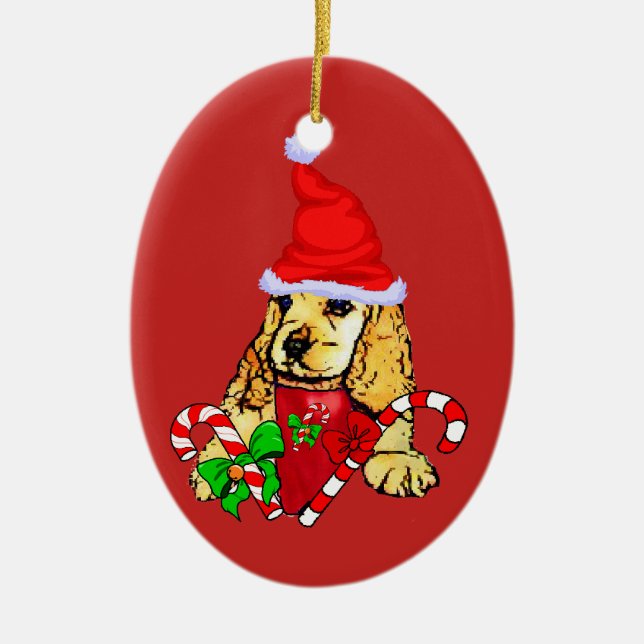 Cocker Spaniel Christmas Ceramic Tree Decoration (Front)