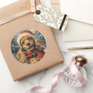 Cocker Spaniel Christmas Classic Round Sticker