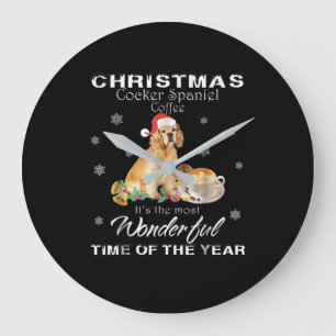 Cocker Spaniel   Christmas Cocker Spaniel Coffee Large Clock
