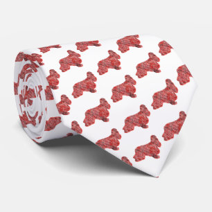 Cocker Spaniel Christmas Dog Silhouette White Neck Tie
