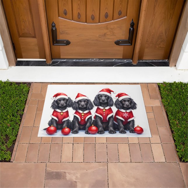 Cocker Spaniel Christmas Dress Santa Hat Doormat (Outdoor)