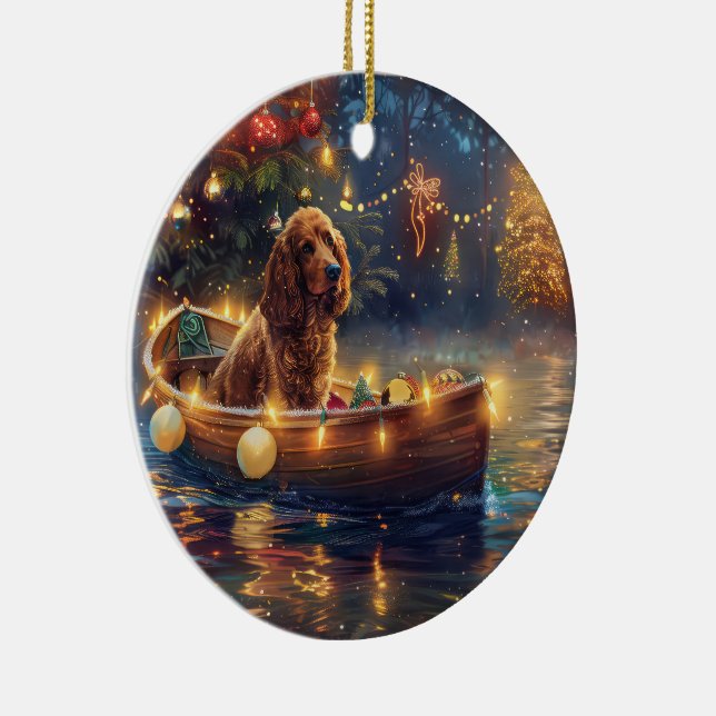 Cocker Spaniel Christmas Festive Voyage Ceramic Tree Decoration (Right)