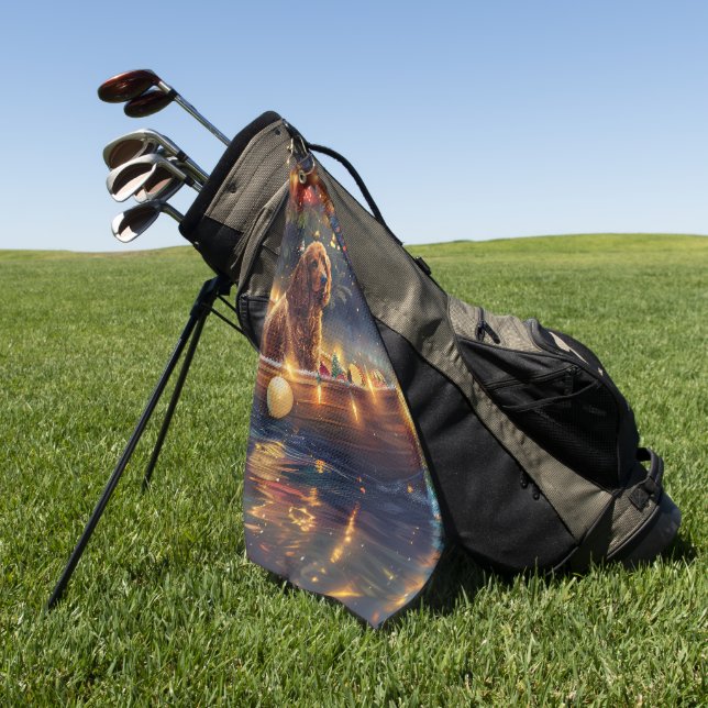 Cocker Spaniel Christmas Festive Voyage Golf Towel (Green)