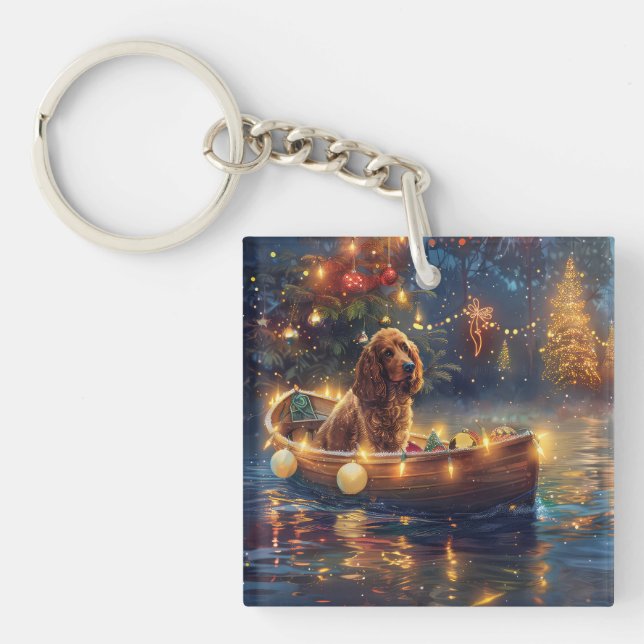 Cocker Spaniel Christmas Festive Voyage Key Ring (Front)