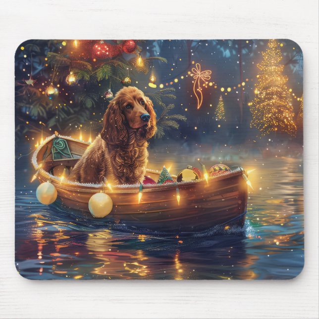 Cocker Spaniel Christmas Festive Voyage Mouse Mat (Front)