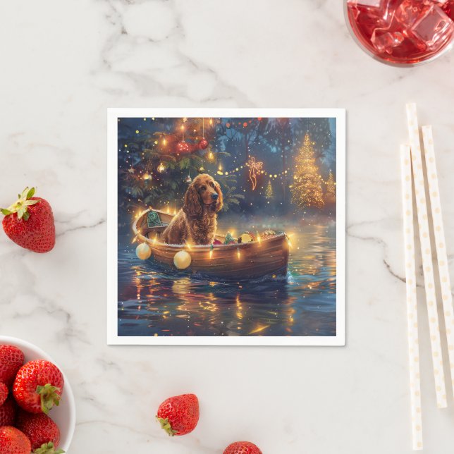 Cocker Spaniel Christmas Festive Voyage Napkin (Insitu)