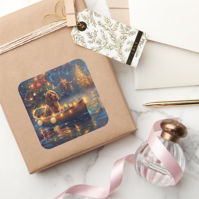 Cocker Spaniel Christmas Festive Voyage Square Sticker (Gifting)