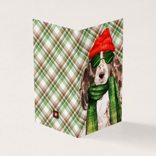 Cocker Spaniel Christmas Green Holiday Plaid (Outside)