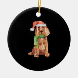 Cocker spaniel christmas illustration ceramic tree decoration