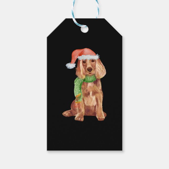 Cocker spaniel christmas illustration gift tags (Front)