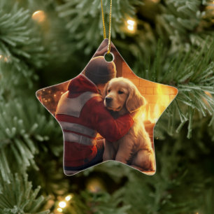 Cocker Spaniel Christmas Ornament, Fireman Pet  Ceramic Tree Decoration