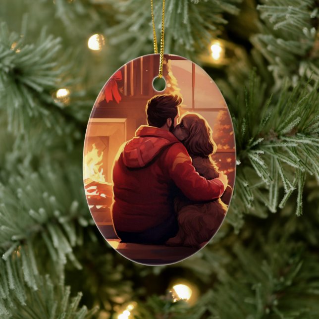 Cocker Spaniel Christmas Ornament, Fireman Pet  Ceramic Tree Decoration (Tree)