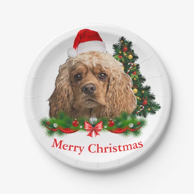 Cocker Spaniel Christmas paper plates (Front)