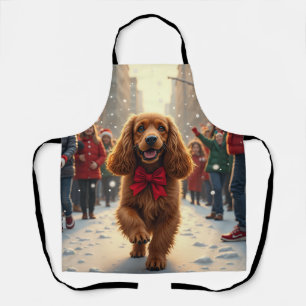 Cocker Spaniel Christmas Parade Holiday Painting Apron